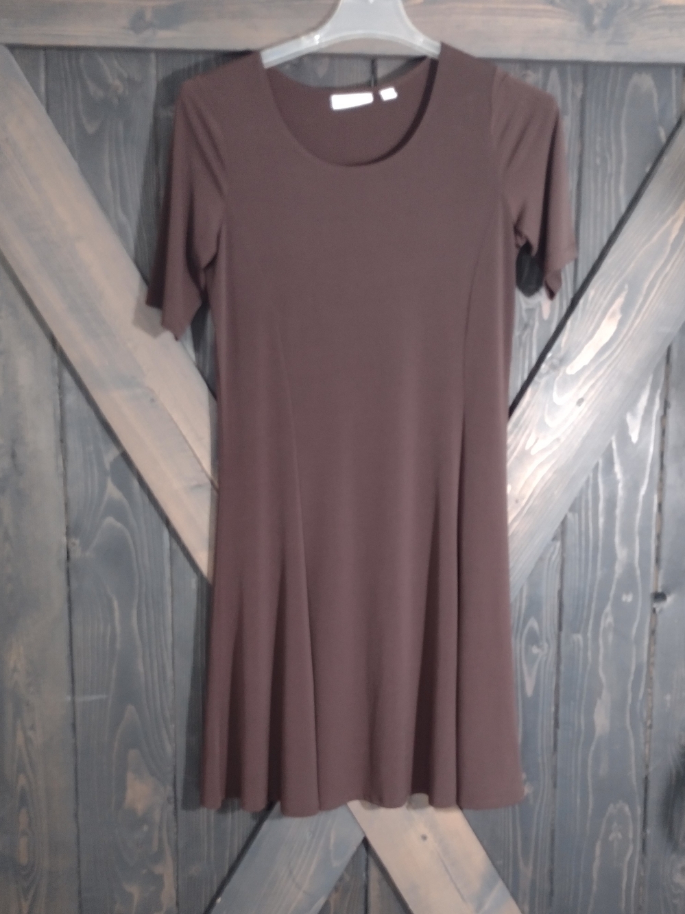 Susan GraverBrown Scoop Neck A-Line Women's Dress Sz Small